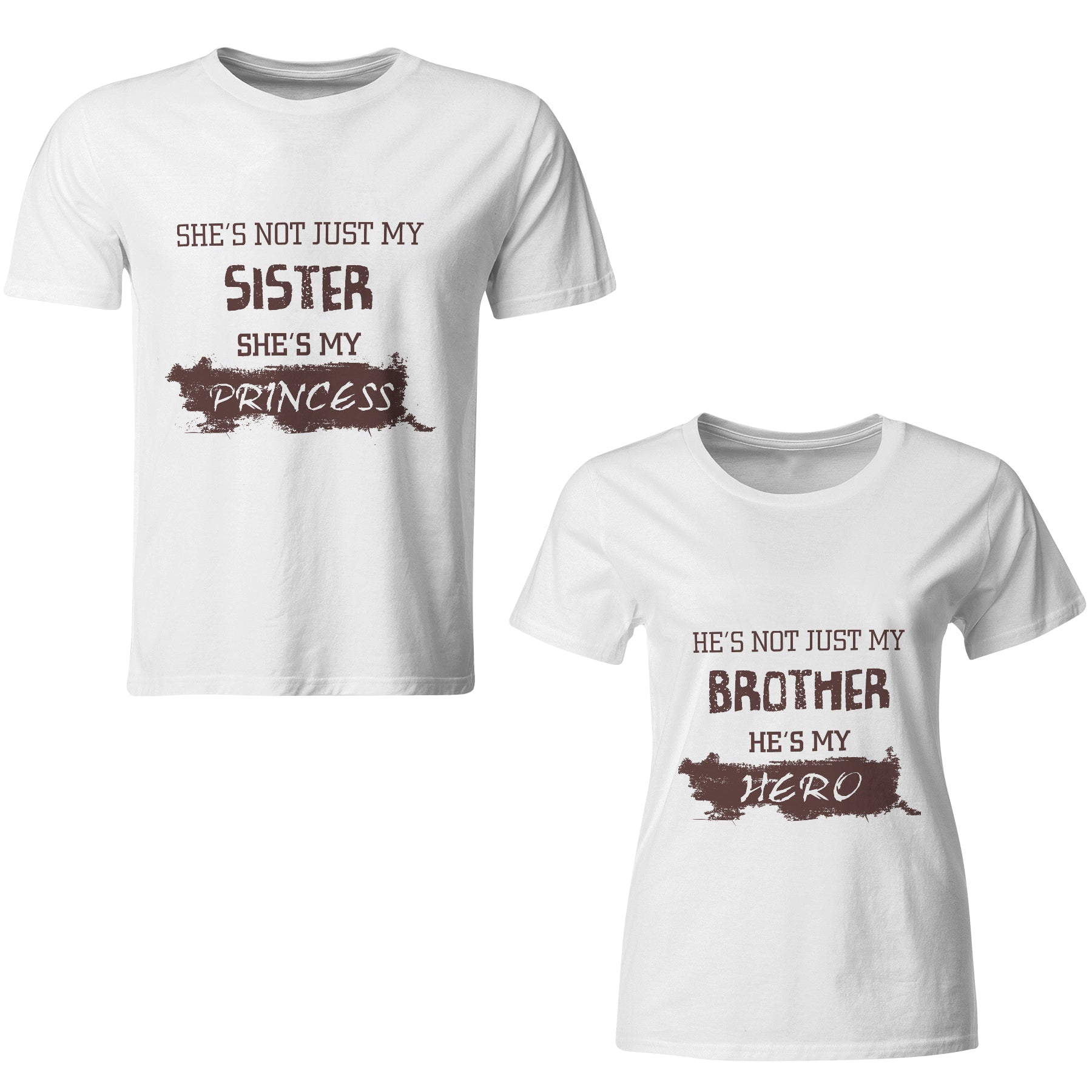 My brother is my hero- My sister is my princess matching Sibling t shirts - white