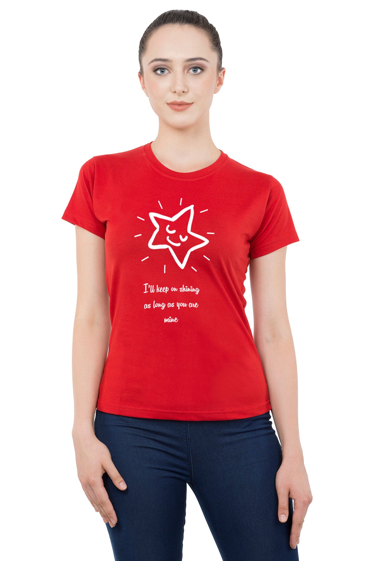 Moon Star matching Couple T shirts- Red