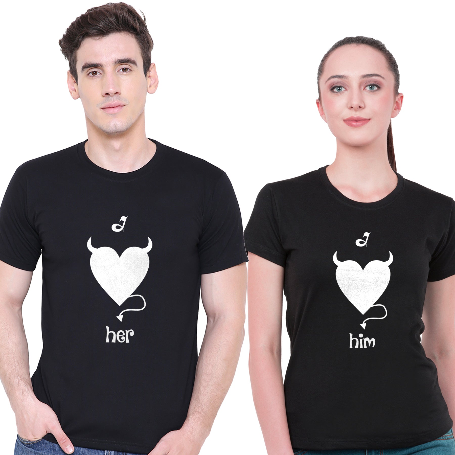 Love Devil matching Couple T shirts- Black