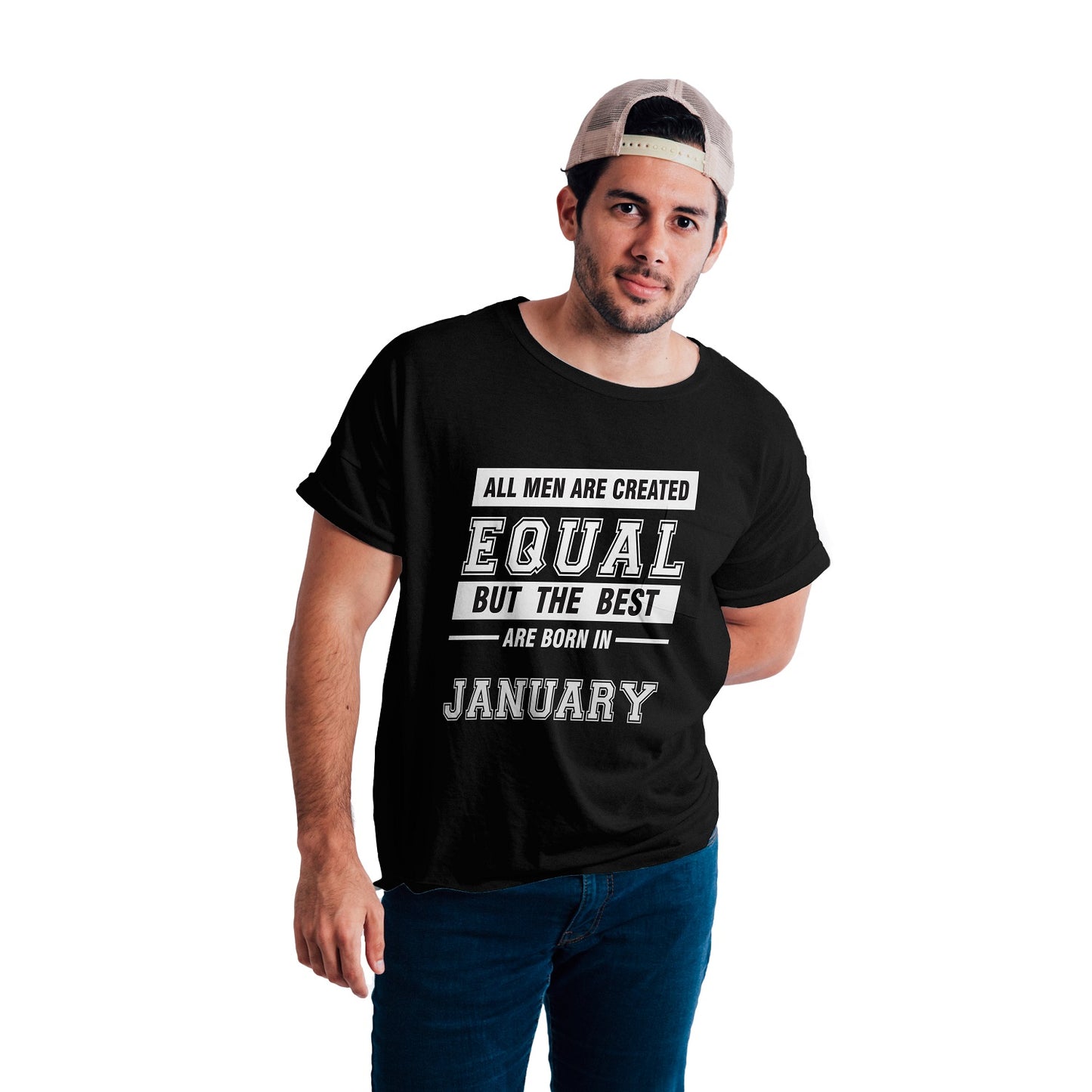 iberrys Birthday month T Shirt for Men |January Birthday Month Tshirt | Half Sleeve T-Shirt | Round Neck T Shirt |Cotton T-Shirt for Men- (02)