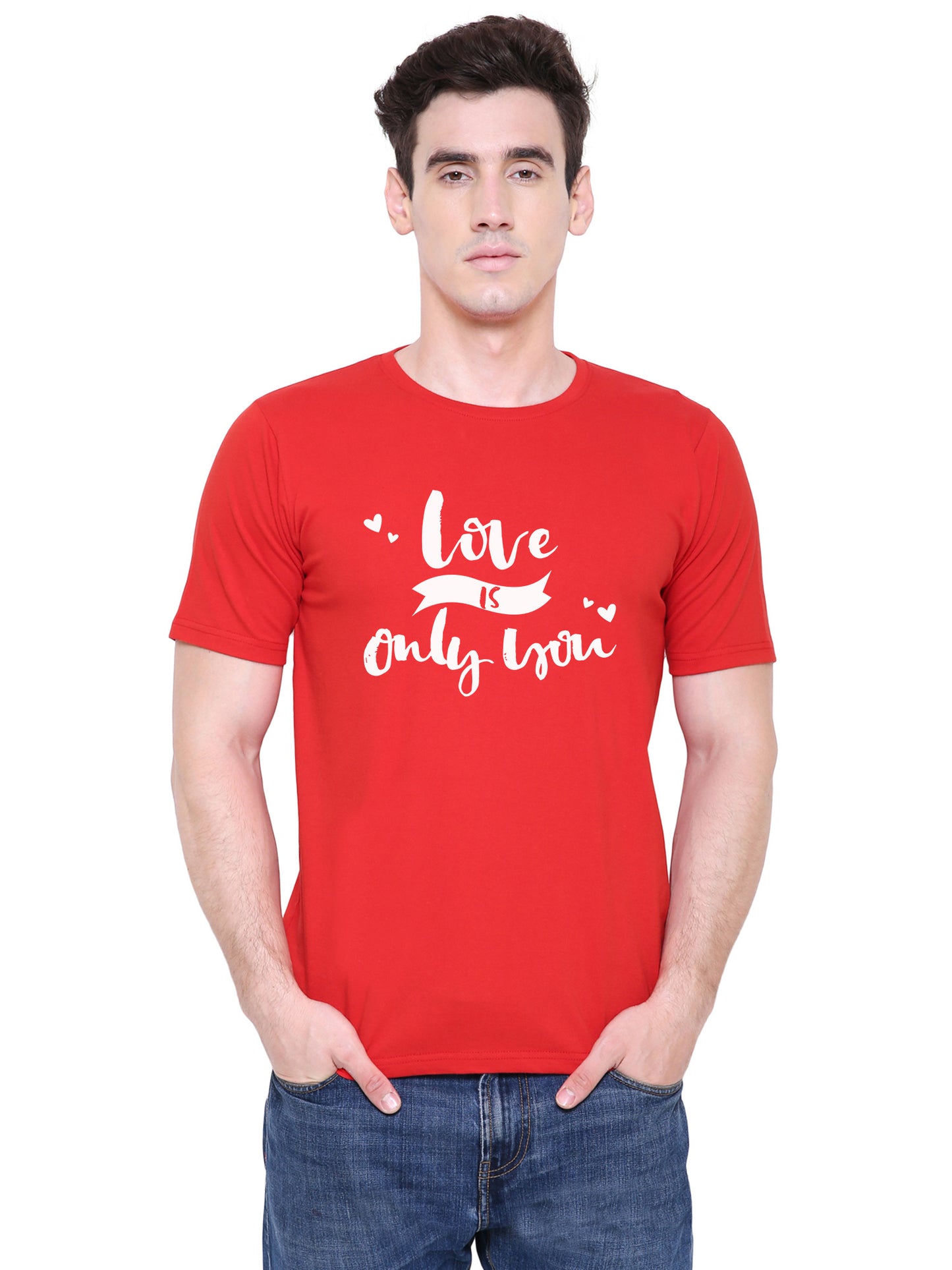 Love is only you matching Couple T shirts- Red