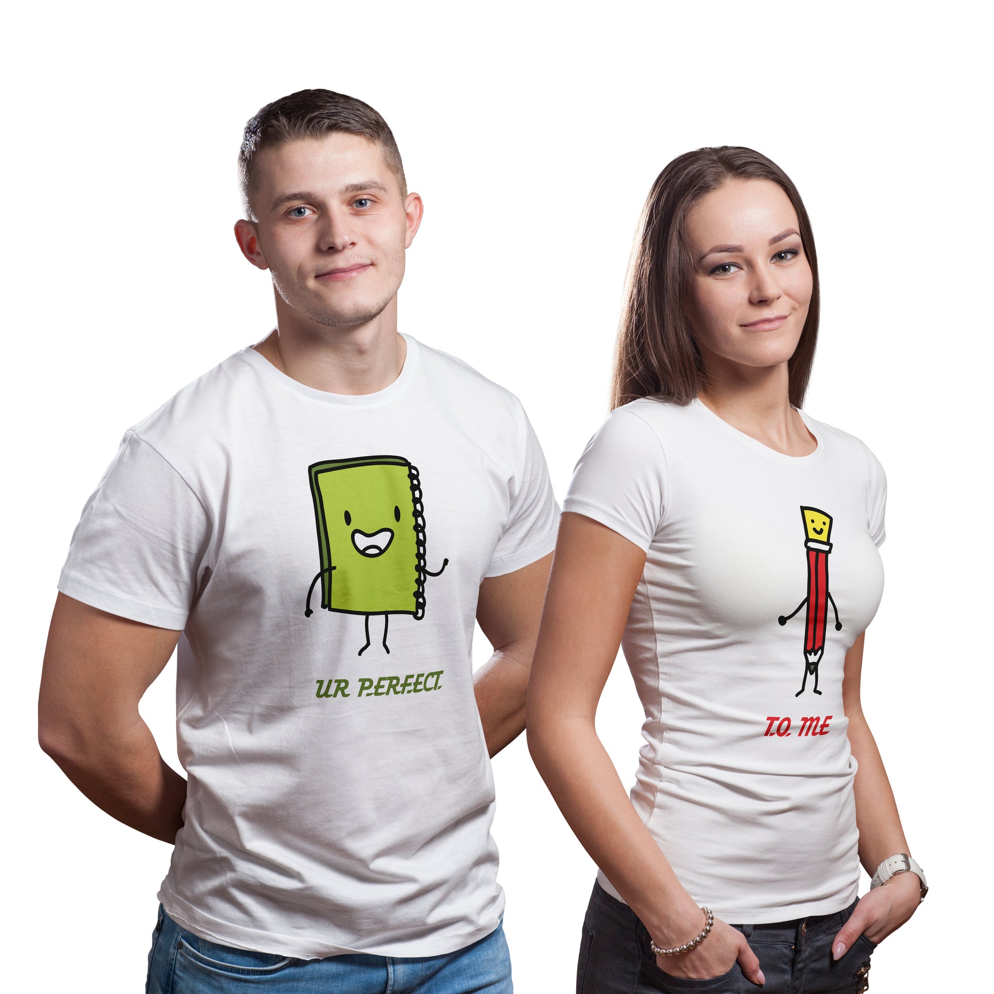 ur perfect to me matching Couple T shirts- White