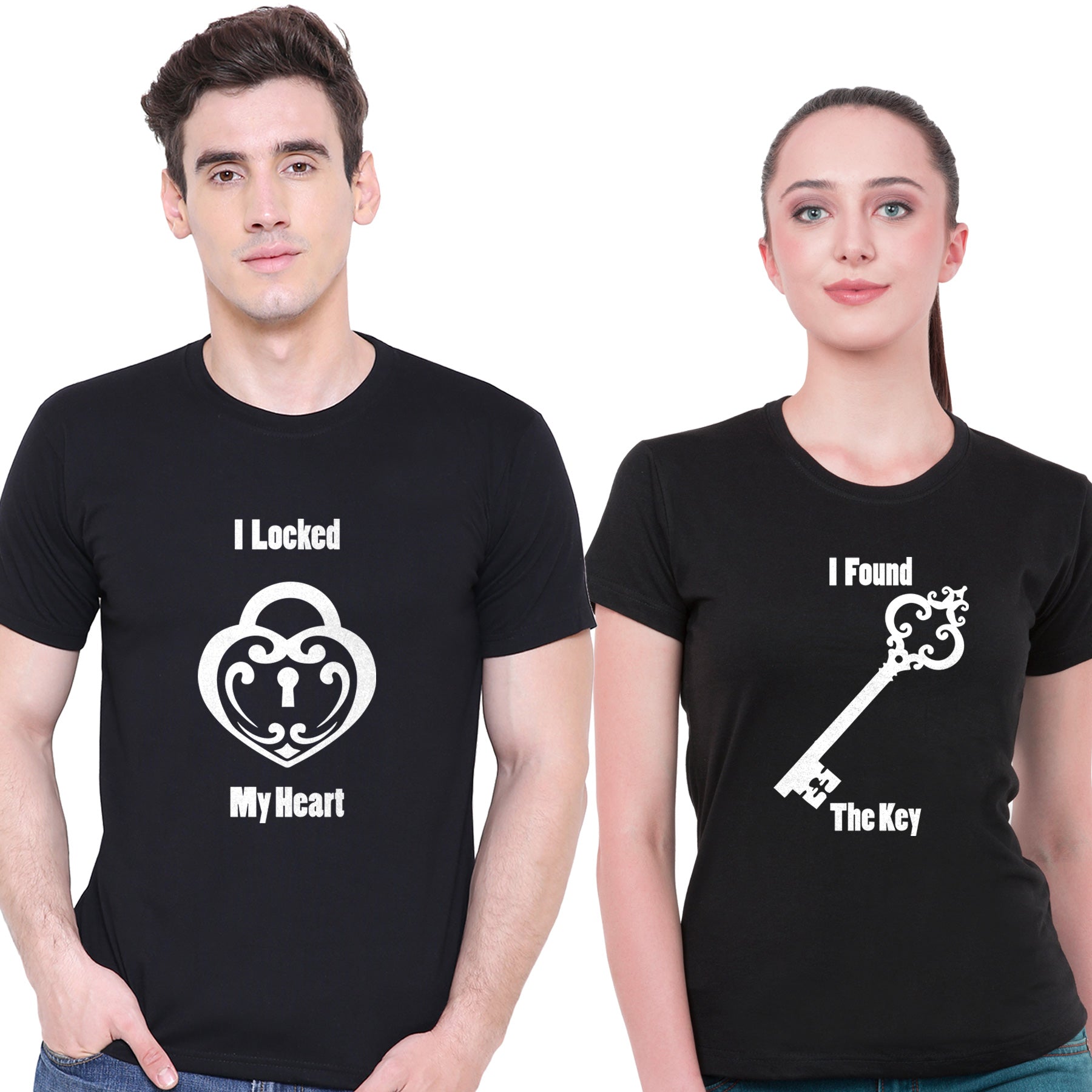 Lock Key matching Couple T shirts- Black