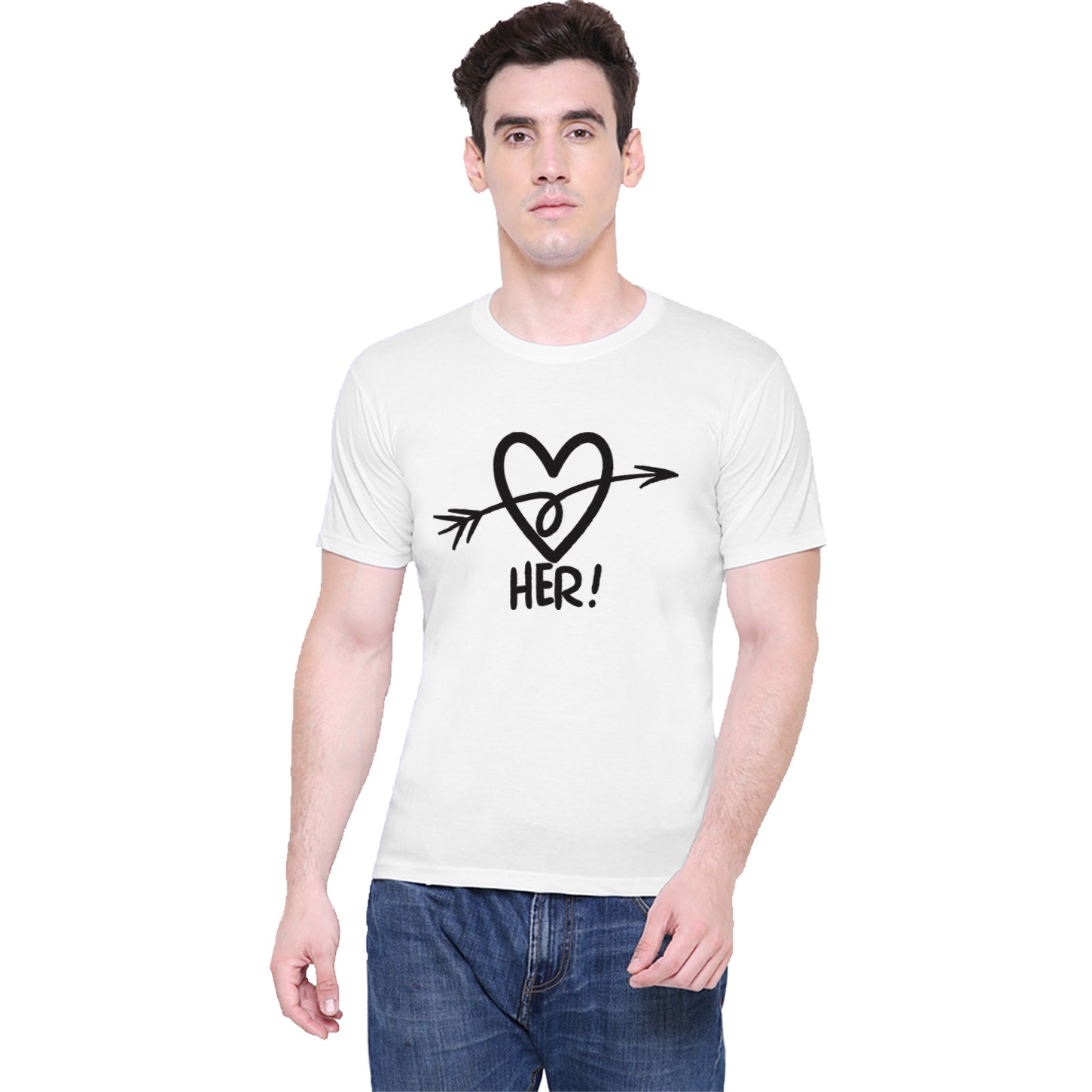 Heart Arrow matching Couple T shirts- White