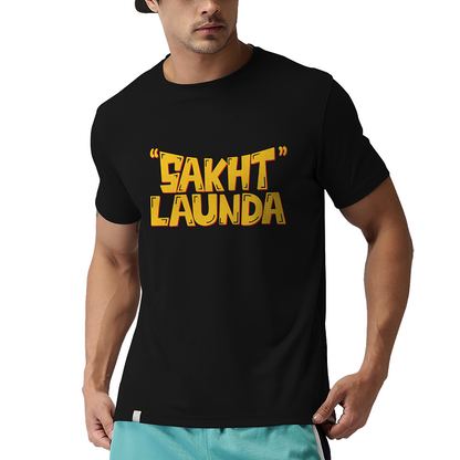 iberrys Printed T-Shirt for Men |Funny Quote Tshirt | Half Sleeve T-Shirt | Round Neck T Shirt |Cotton T-Shirt for Men- SakhtLaunda