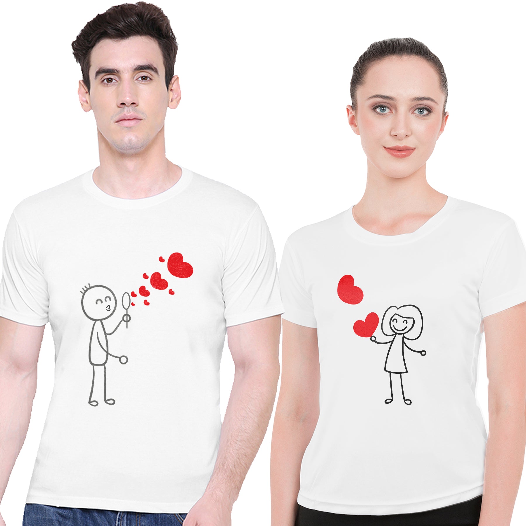 Love Bubble matching Couple T shirts- White