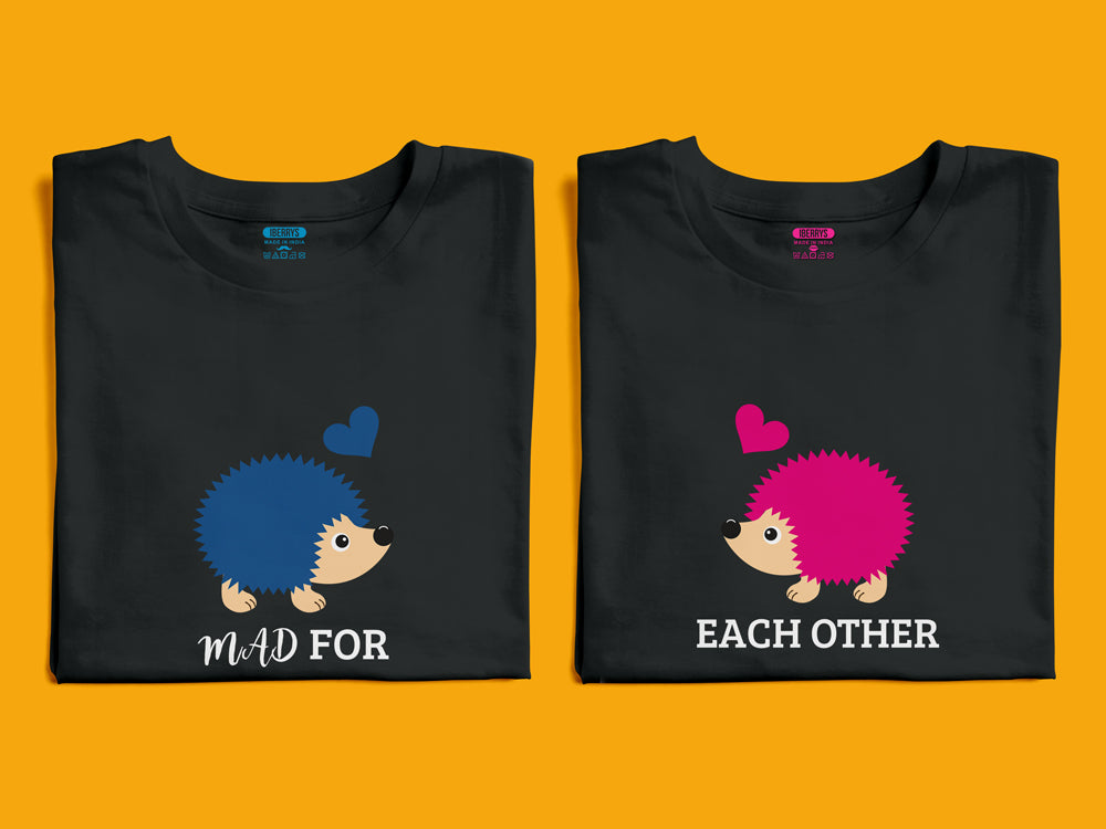 Mad for each other matching Couple T shirts- White