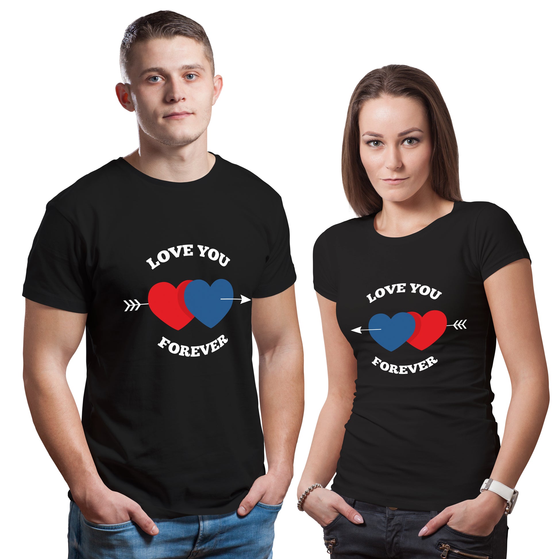 Love you forever matching Couple T shirts- Black