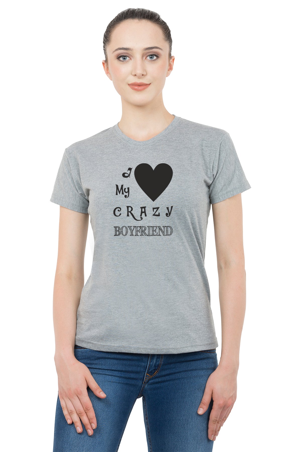 Crazy Love matching Couple T shirts- Grey