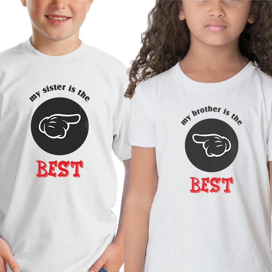my sister is the best-my brother is the best Sibling kids t shirts - white