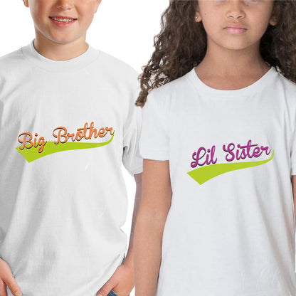 Big brother- Lil sister matching Sibling kids t shirts - white