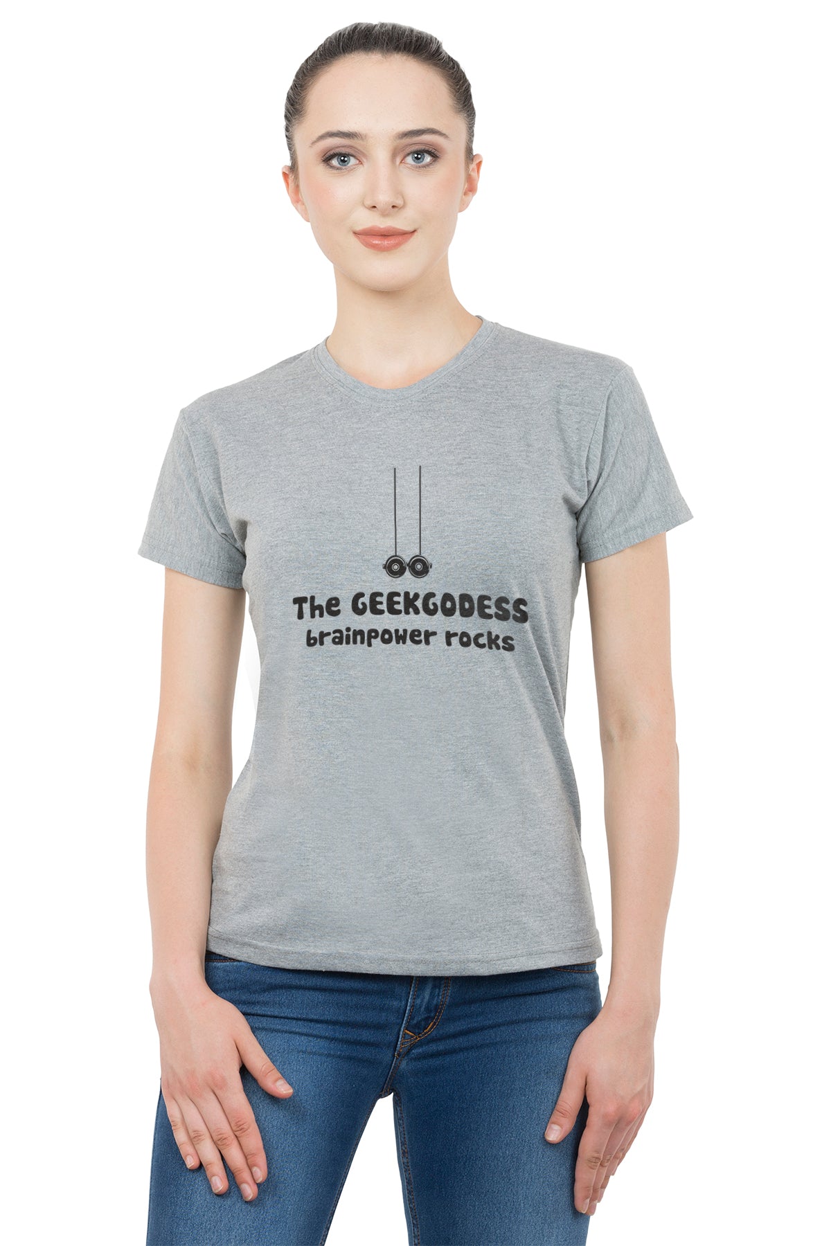 Geek God matching Couple T shirts- Grey
