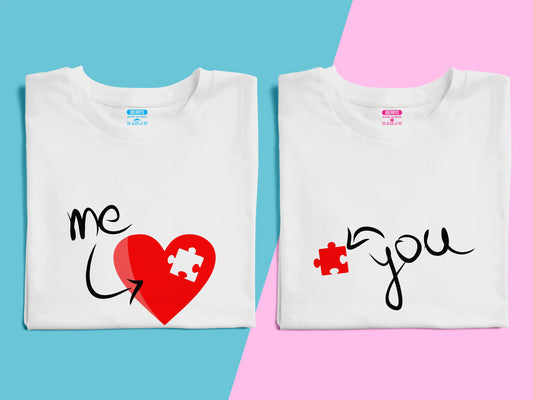 Me and You matching Couple T shirts- White