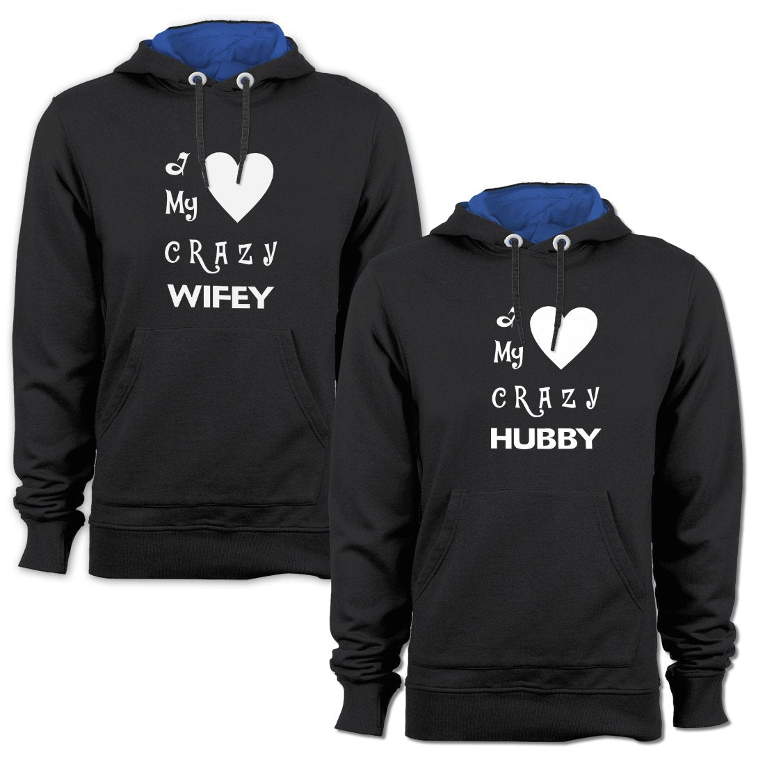Crazy hubby / Crazy wifey Matching Couple Cute Sweatshirts | Couple Hoodies- Black