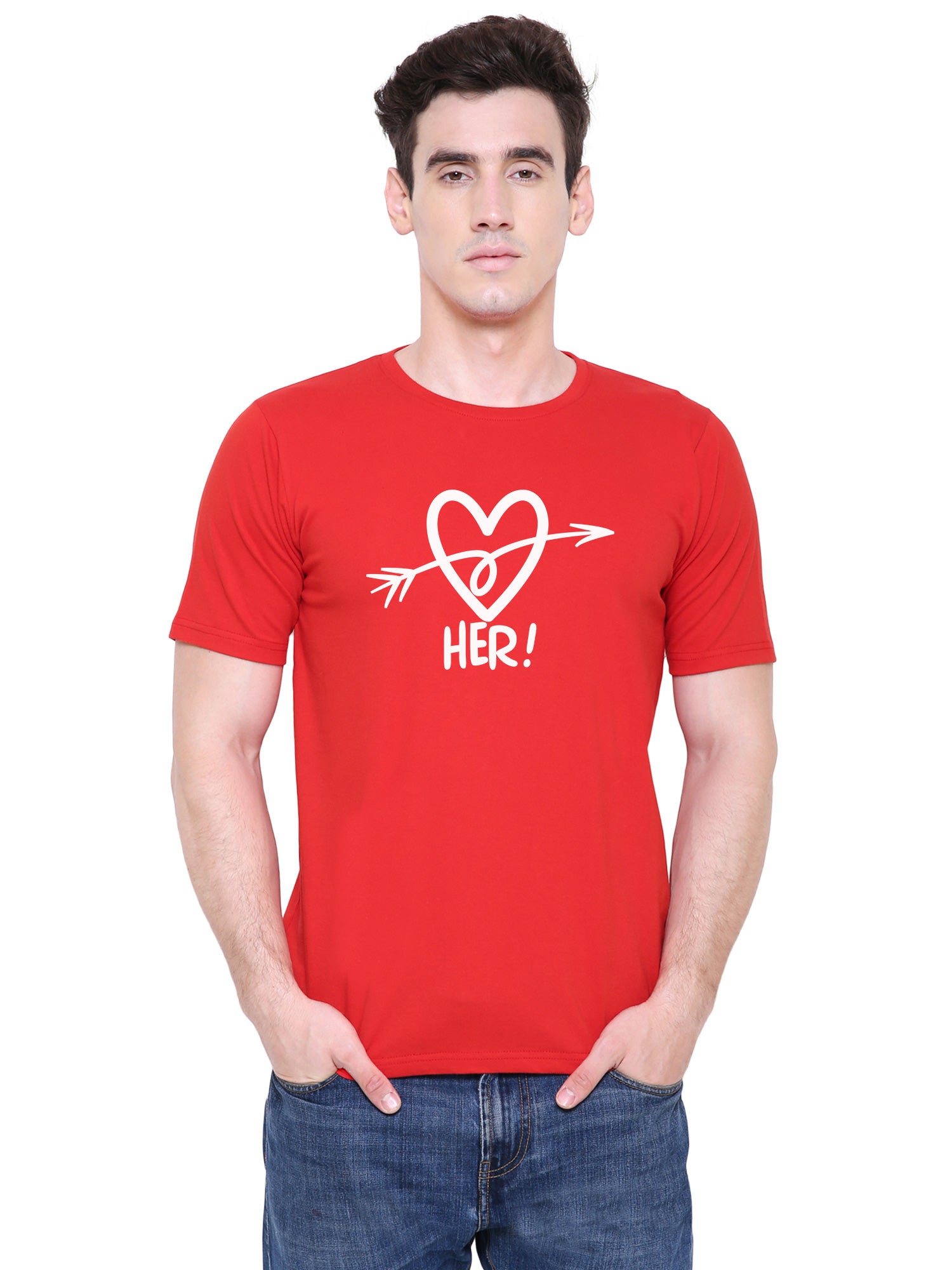 Heart Arrow matching Couple T shirts- Red