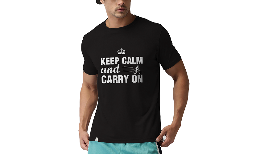 iberry's Printed T-Shirt for Men |Funny Quote Tshirt | Half Sleeve T shirts | Round Neck T Shirt |Cotton T-Shirt for Men- keep calm and carry on