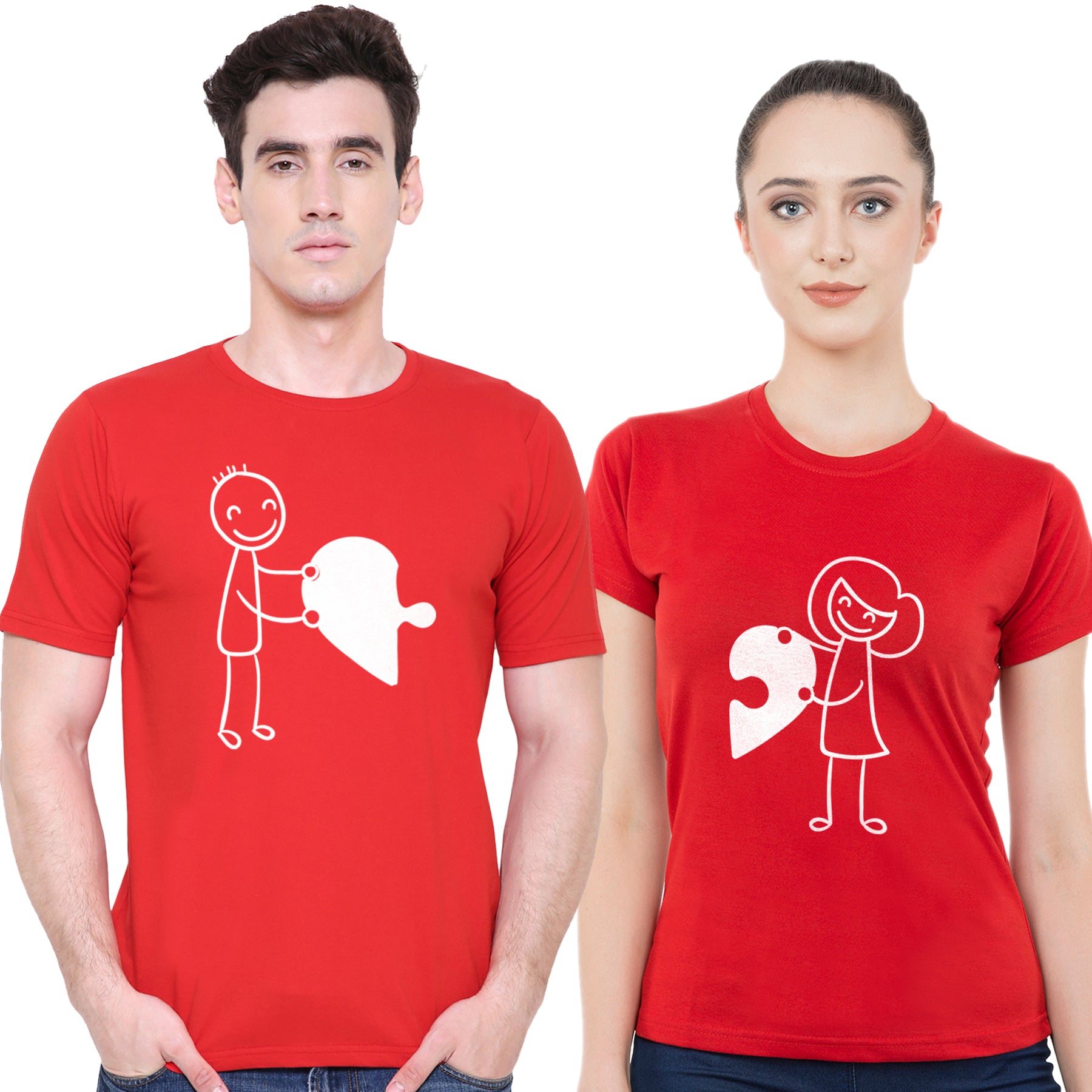 Love Puzzlematching Couple T shirts- Red