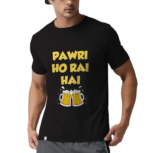 iberry's Printed T-Shirt for Men |Funny Quote Tshirt | Half Sleeve T shirts | Round Neck T Shirt |Cotton T-Shirt for Men- Party ho rhi hai
