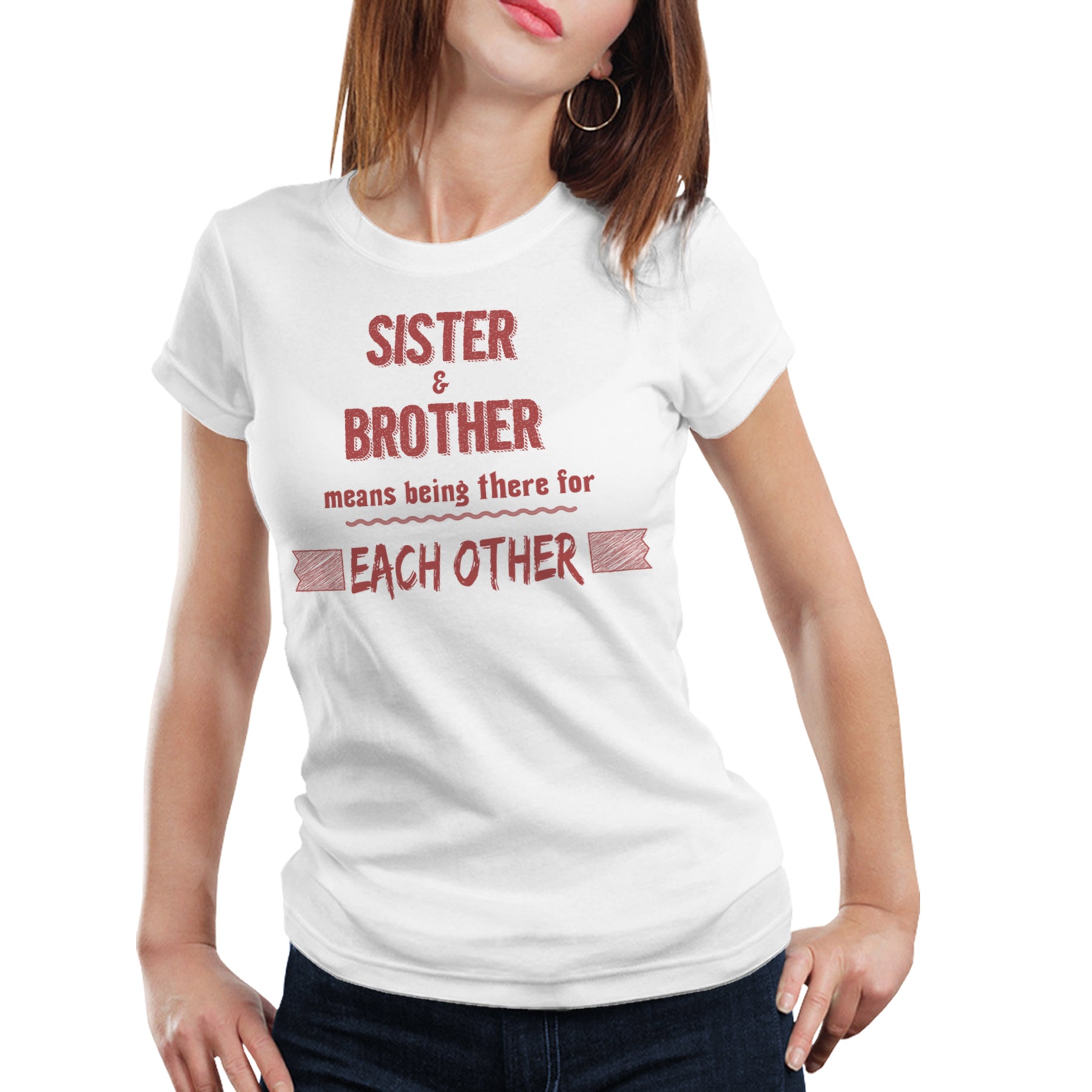 Brother Sister being there for each other matching Sibling t shirts - white