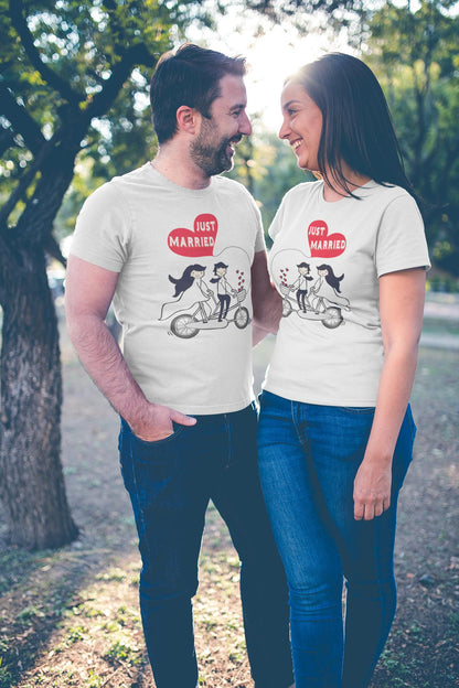 Matching Couple Shirts Set for Groom and Bride Couple T-shirts L/M White Matching Couple Shirts Set for Groom and Bride Couple T-shirts L/M White