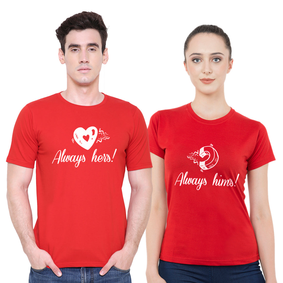 Always hims- Always hers matching Couple T shirts- Red