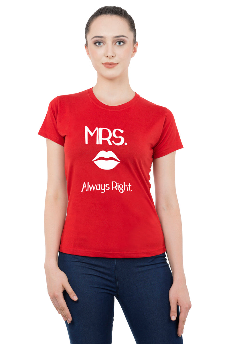 Mr. Mrs. Always Right matching Couple T shirts- Red