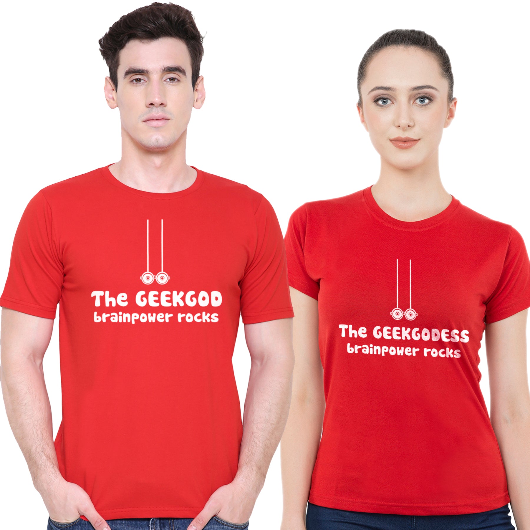 Geek Godmatching Couple T shirts- Red