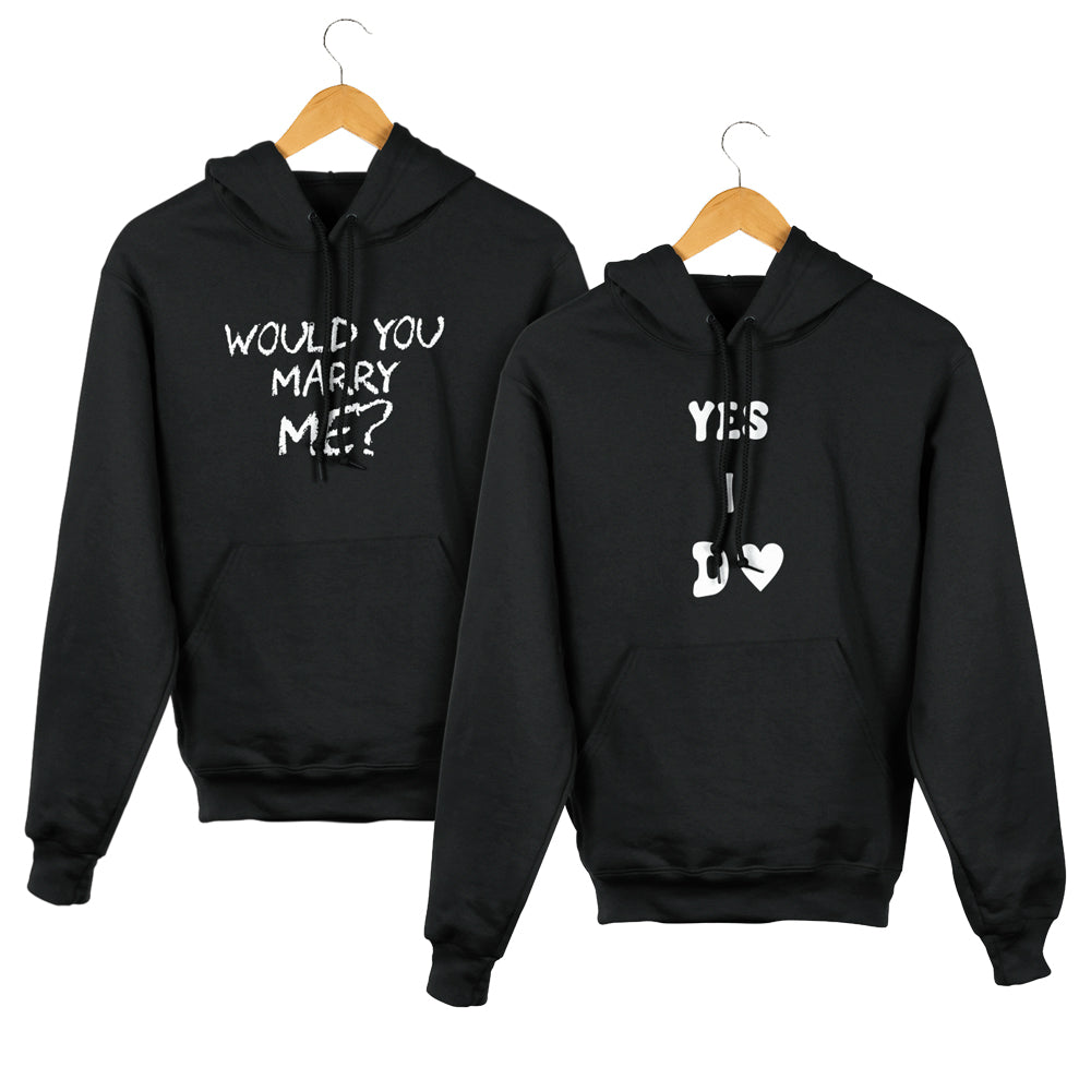 Would you marry me Matching Couple Cute Sweatshirts | Couple Hoodies- Black
