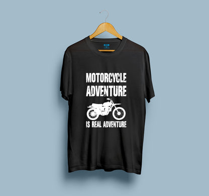 Motorcycle adventure is real adventure Biker t shirts - Black