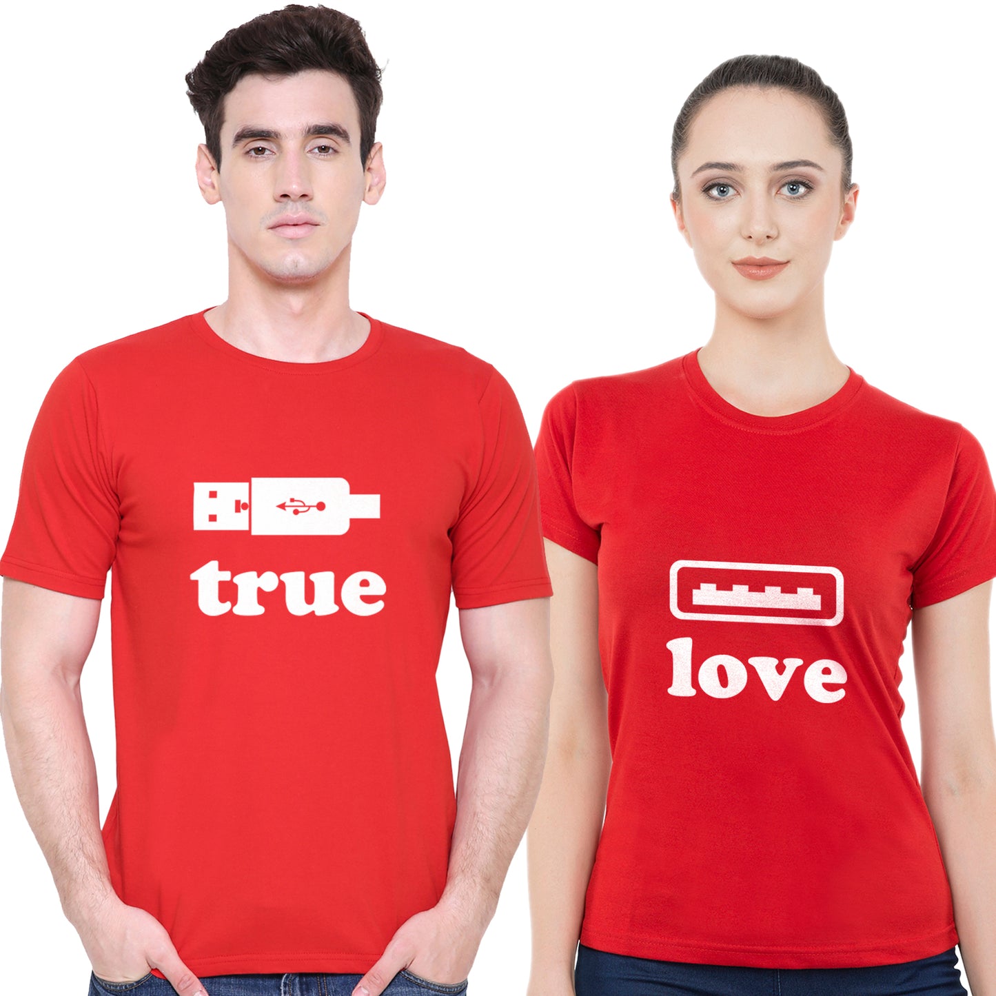 True Lovematching Couple T shirts- Red