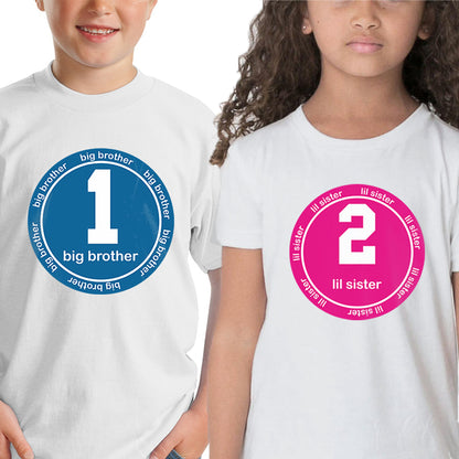 1-Big Brother-2-Lil Sister Sibling kids t shirts - white