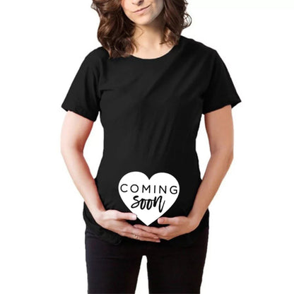 Coming soon in heart Maternity t shirt for women|mom to be t shirt|half sleeve t shirt womens | Maternity Dress|round neck t shirt