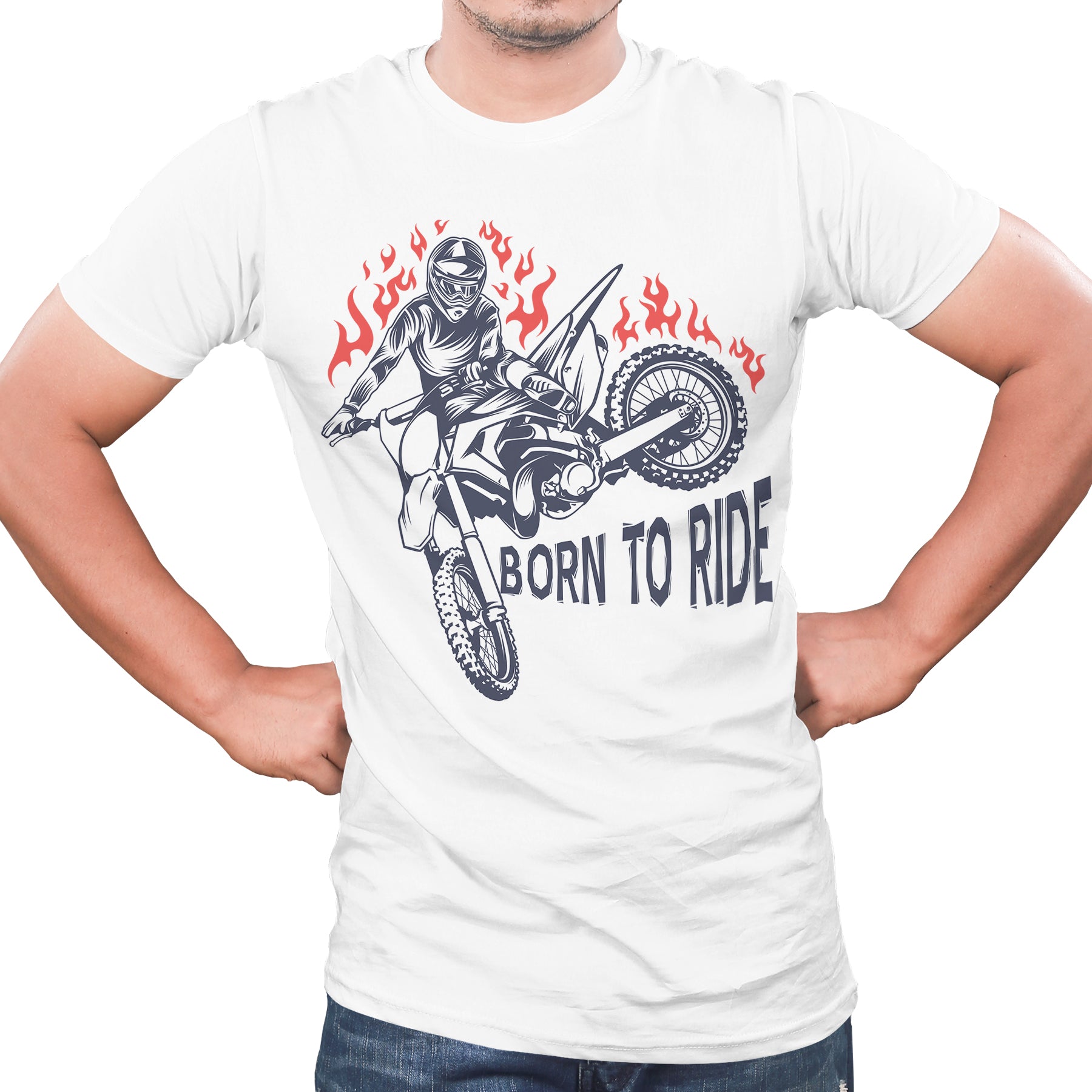 Born to ride quote Biker t shirts -White