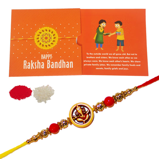 iberry's Rakhi Gift Pack with Set of one Rakhi, Greeting Card and Roli Chawal for Brother|Rakhi Combo with Branded Packaging-4141