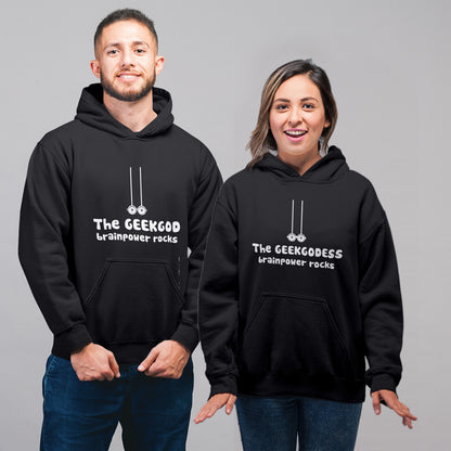 Geekgod & Geekgoddess Matching Couple Cute Sweatshirts | Couple Hoodies- Black