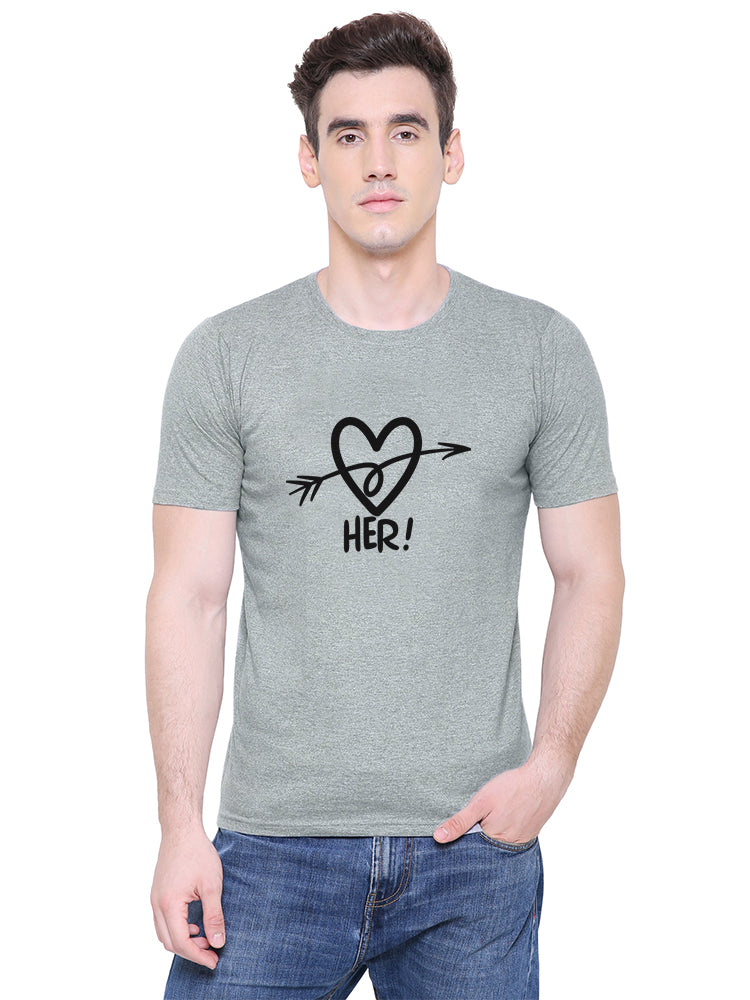 Heart Arrow matching Couple T shirts- Grey