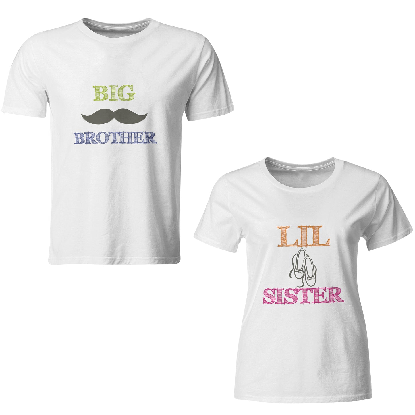 Big brother- Lil sister matching Sibling t shirts - white